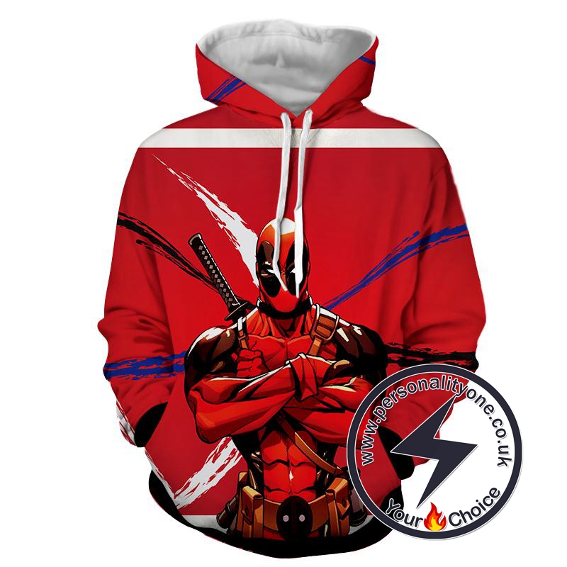 Red Deadpool - Deadpool 3D - Hoodies